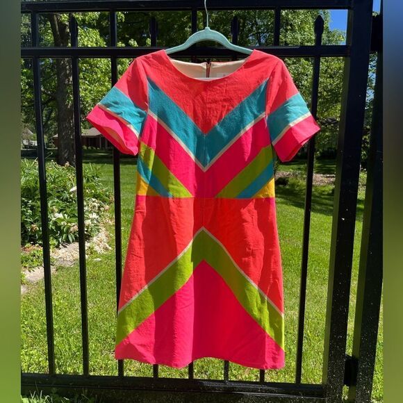 Julie Brown Neon Chevron Linen Dress - Picture 2 of 8